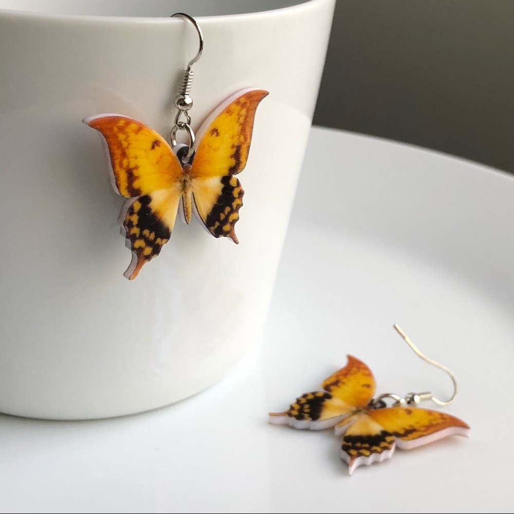 NEW Acrylic Yellow Butterfly Earrings